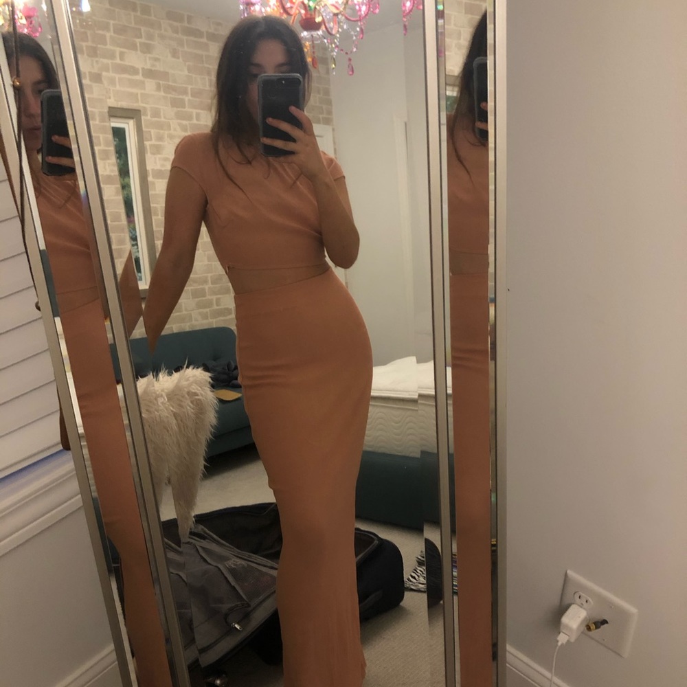 Peach maxi set/prom dress
